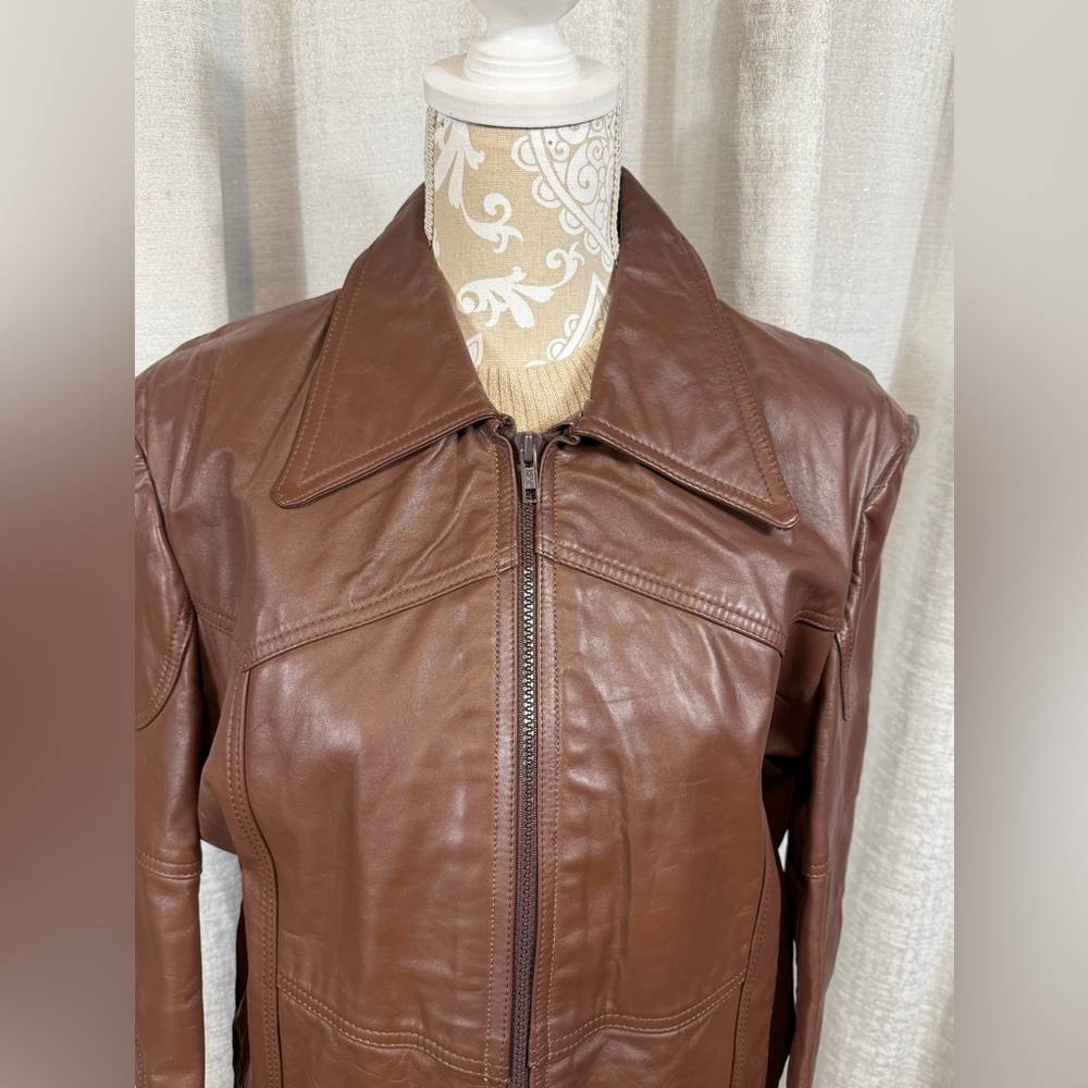 Brazilia by D&H women’s genuine leather jacket, size 42 in rich chocolate brown - Picture 4 of 9